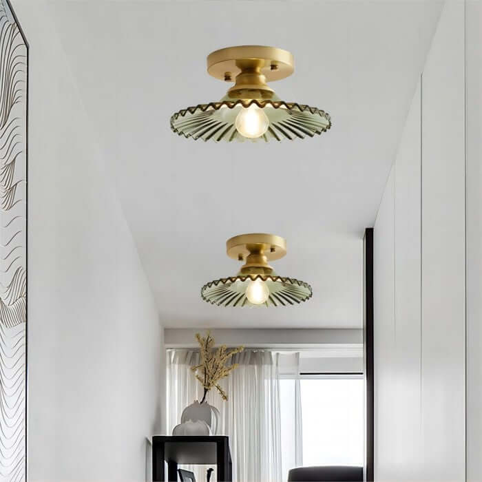 Lampe de Plafond Design Pétales Striés en Verre – Élégance Vintage