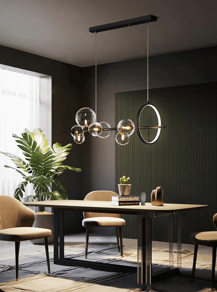 Chandelier Suspension Verre Bulles Design Moderne Luminaire LED