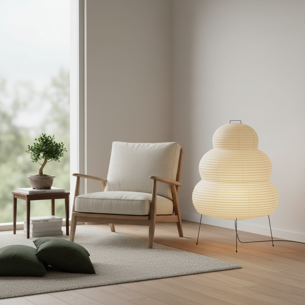 Lampe de Table Design Japonais en Papier de Mûrier – Lumière Douce