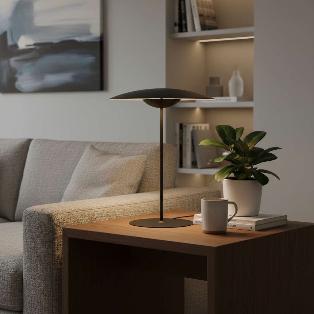 Lampe de Table Design Champignon en Métal avec LED Intégrée