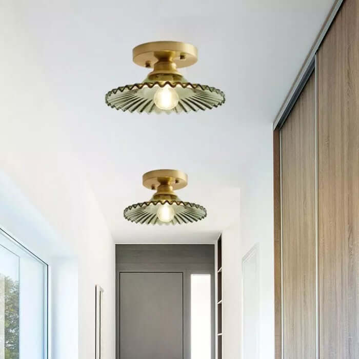 Lampe de Plafond Design Pétales Striés en Verre – Élégance Vintage