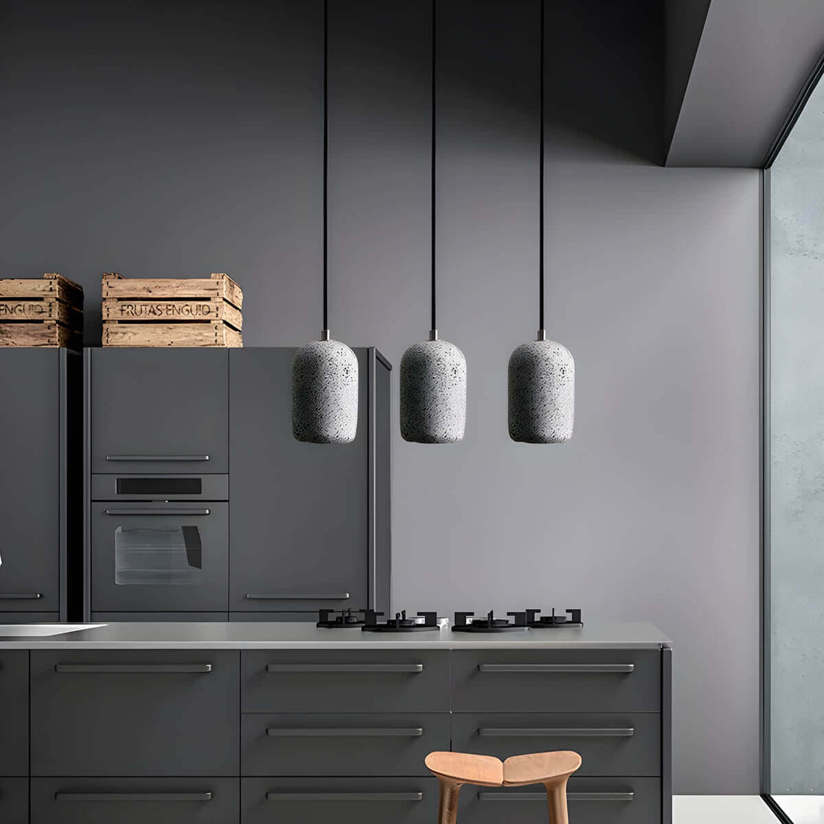 Lampe Pendante Industrielle Ciment Verre – Éclairage Design Moderne