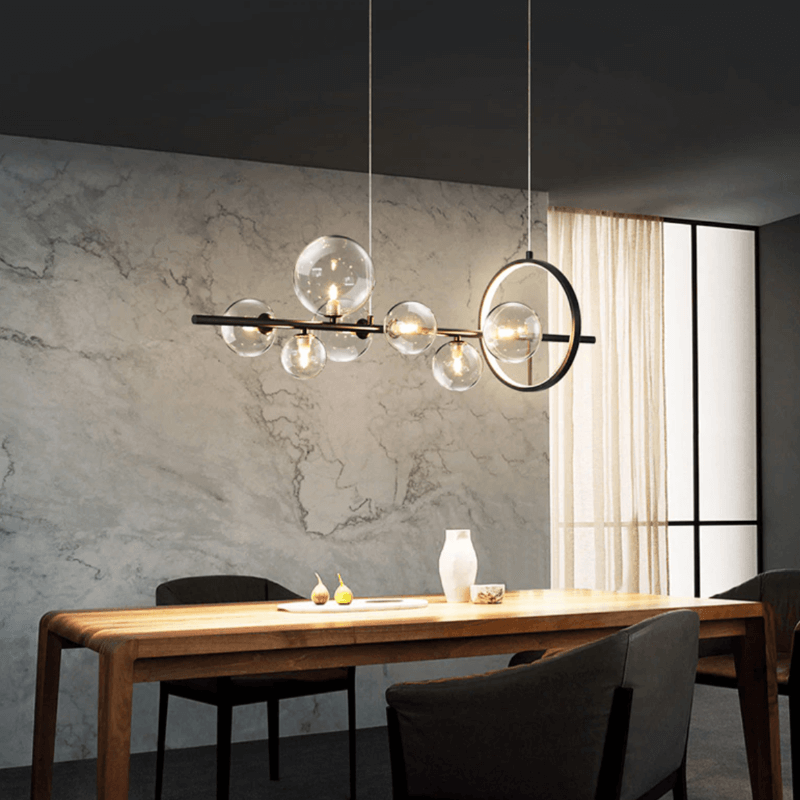 Chandelier Suspension Verre Bulles Design Moderne Luminaire LED