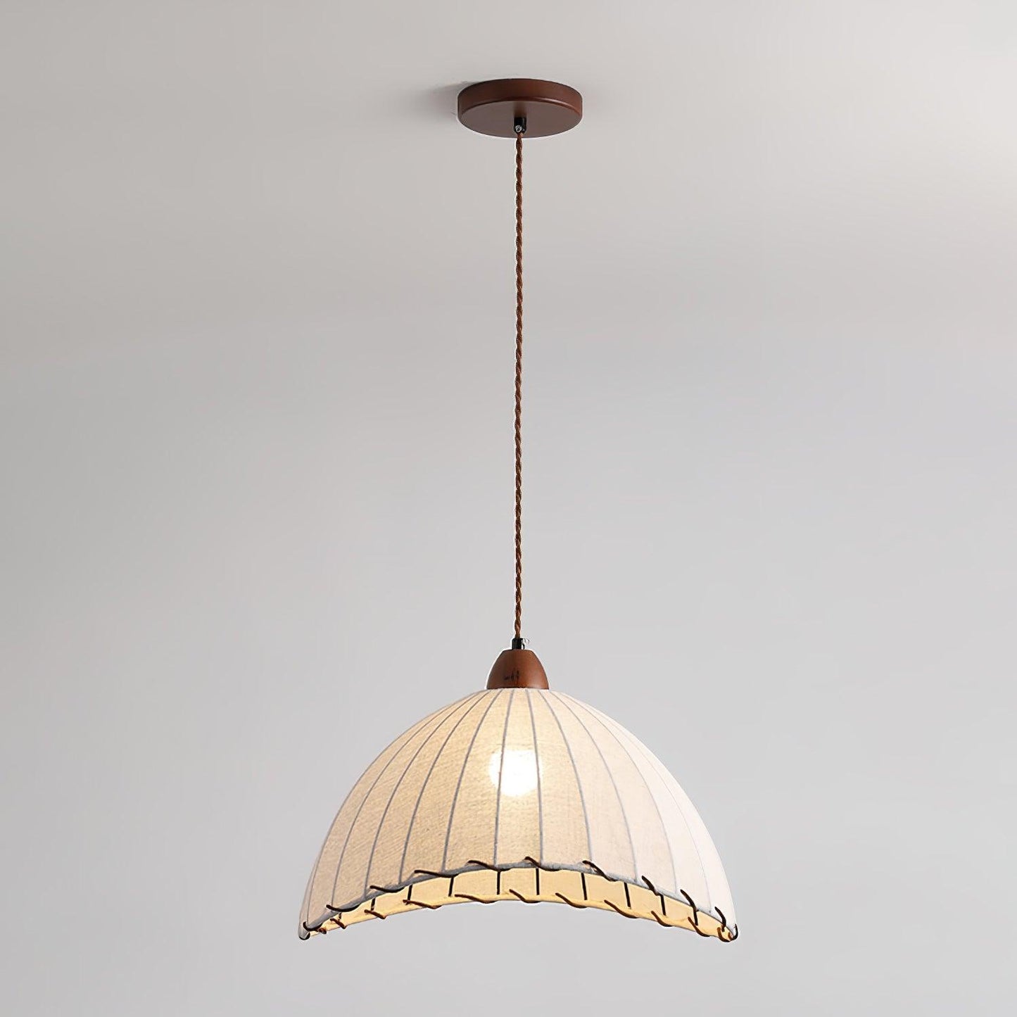 Suspension Luminaire Bois Tissu Design Naturel & Moderne