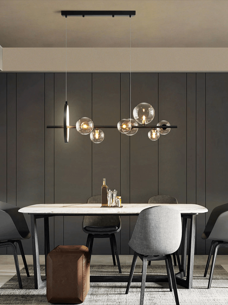 Chandelier Suspension Verre Bulles Design Moderne Luminaire LED