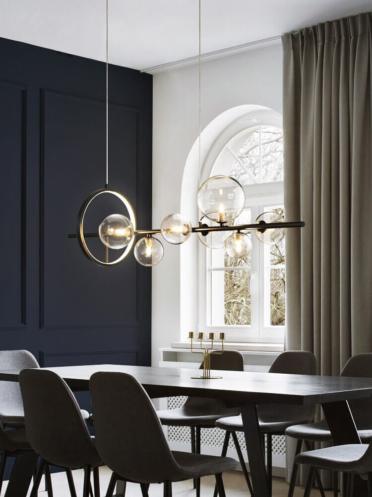 Chandelier Suspension Verre Bulles Design Moderne Luminaire LED