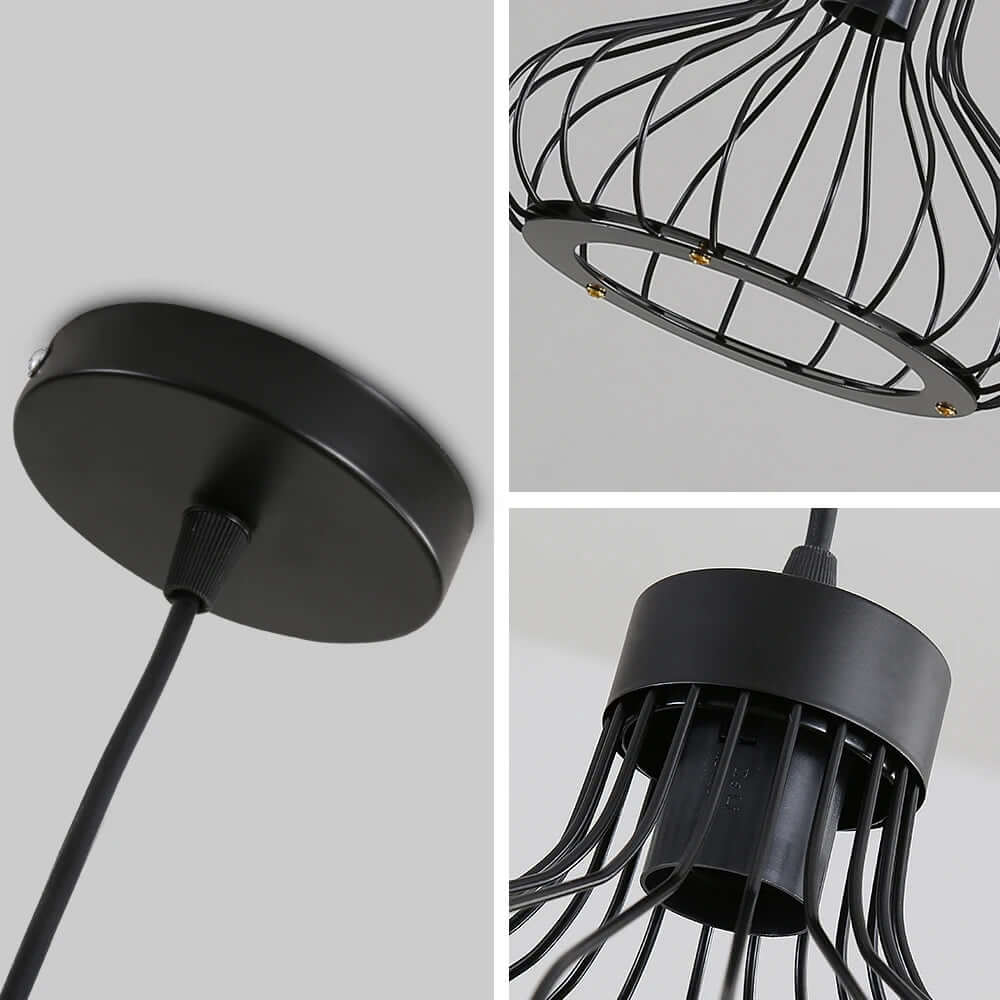 Suspension Luminaire Design Industriel Rétro Métal Noir E27