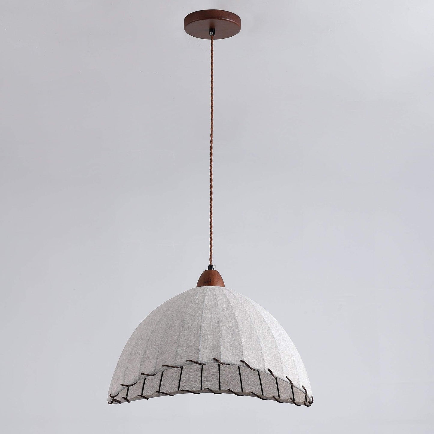 Suspension Luminaire Bois Tissu Design Naturel & Moderne