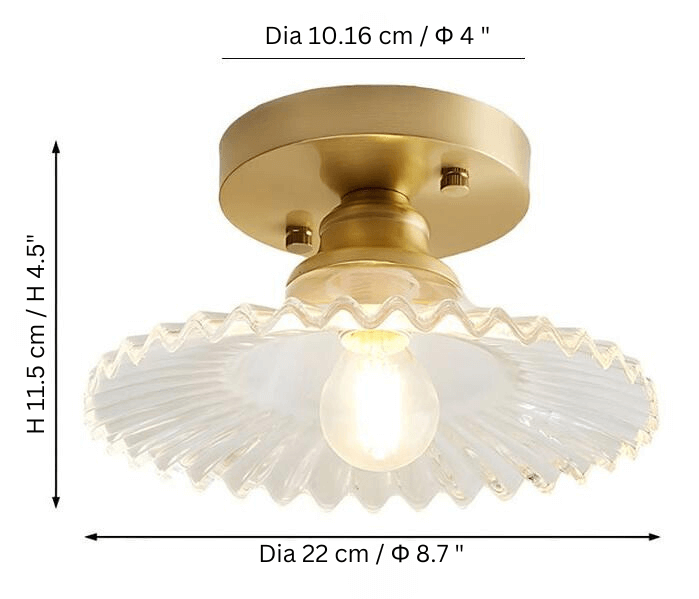 Lampe de Plafond Design Pétales Striés en Verre – Élégance Vintage