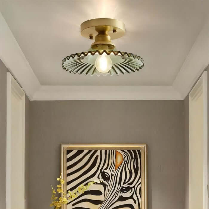 Lampe de Plafond Design Pétales Striés en Verre – Élégance Vintage