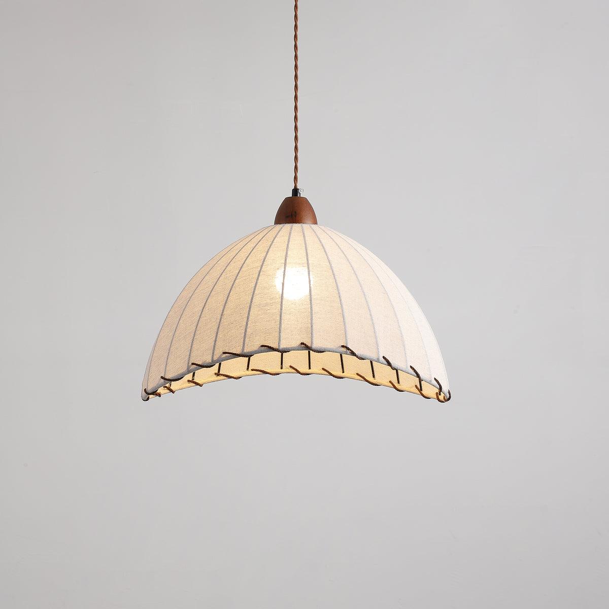 Suspension Luminaire Bois Tissu Design Naturel & Moderne