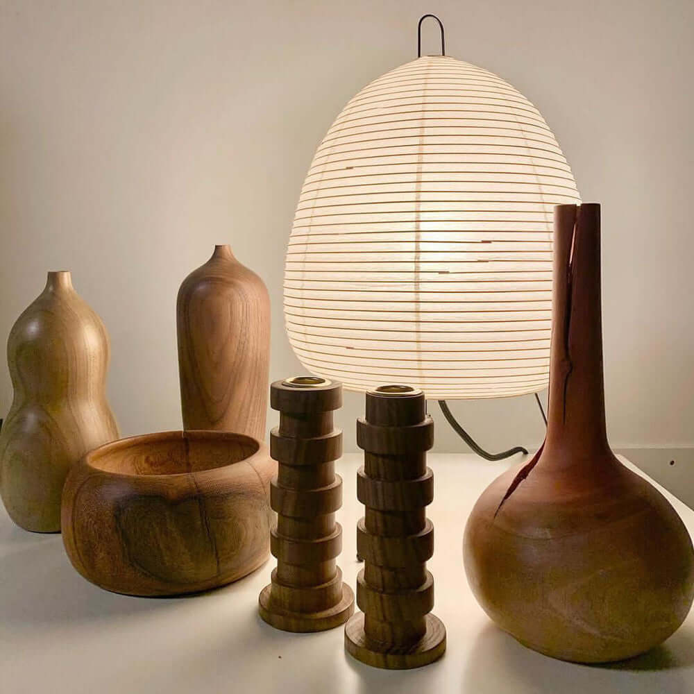 Lampe de Table Design Japonais en Papier de Mûrier – Lumière Douce