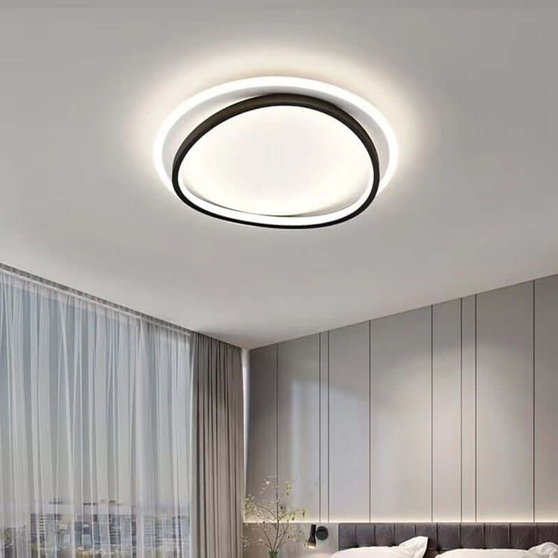 Plafonnier LED Design Noir et Or - Luminaire Moderne Rond 50cm