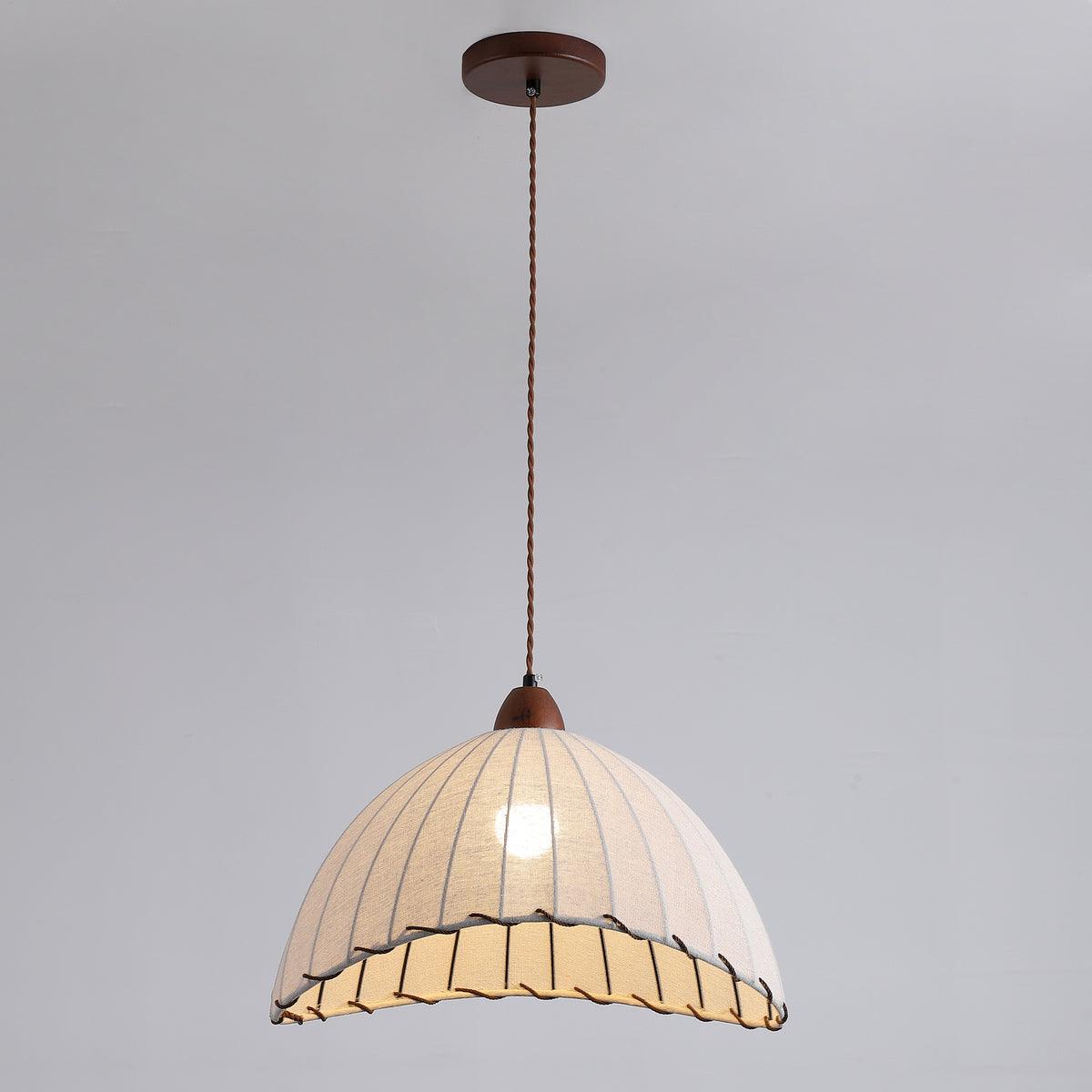 Suspension Luminaire Bois Tissu Design Naturel & Moderne