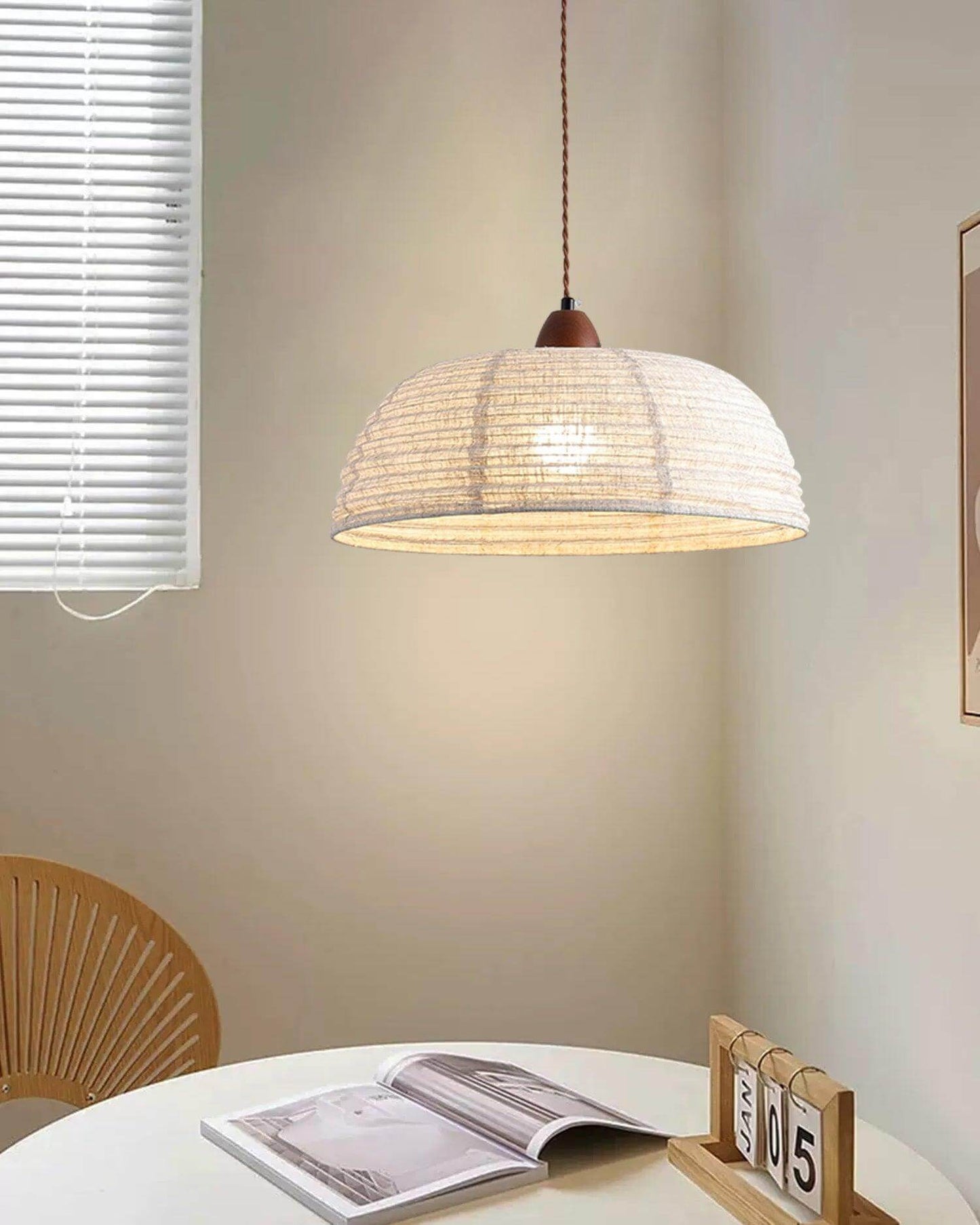 Suspension Luminaire Bois Tissu Design Naturel & Moderne