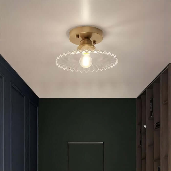 Lampe de Plafond Design Pétales Striés en Verre – Élégance Vintage