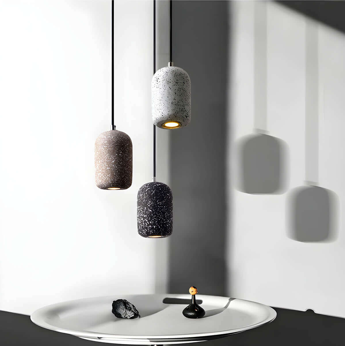 Lampe Pendante Industrielle Ciment Verre – Éclairage Design Moderne