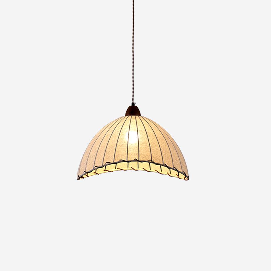 Suspension Luminaire Bois Tissu Design Naturel & Moderne
