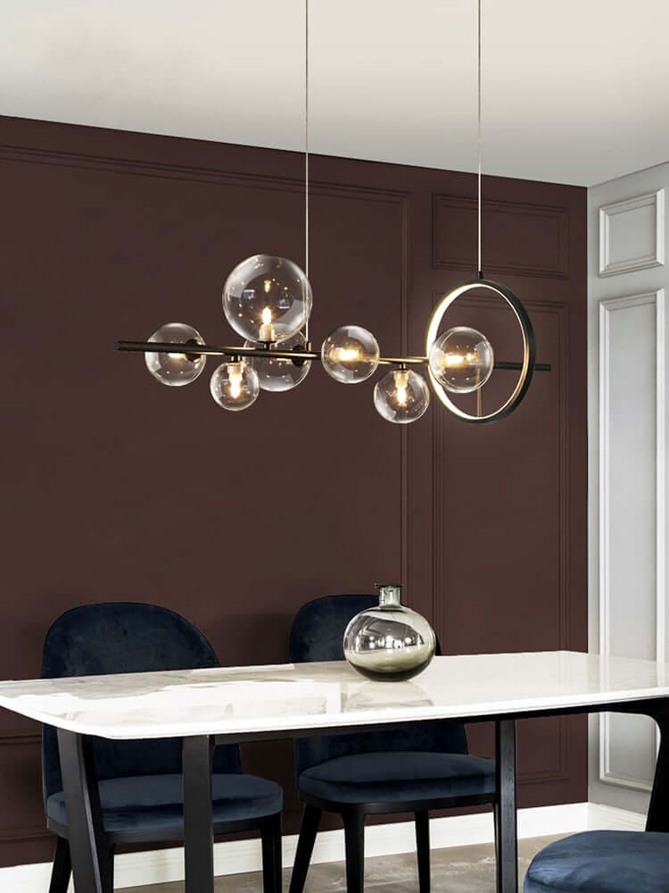 Chandelier Suspension Verre Bulles Design Moderne Luminaire LED