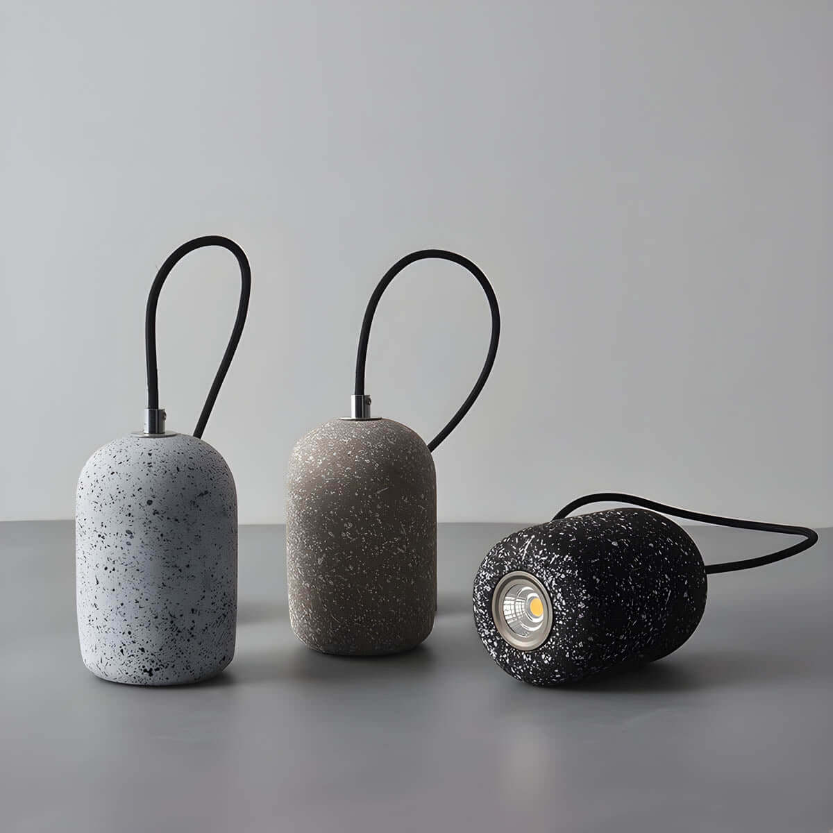 Lampe Pendante Industrielle Ciment Verre – Éclairage Design Moderne