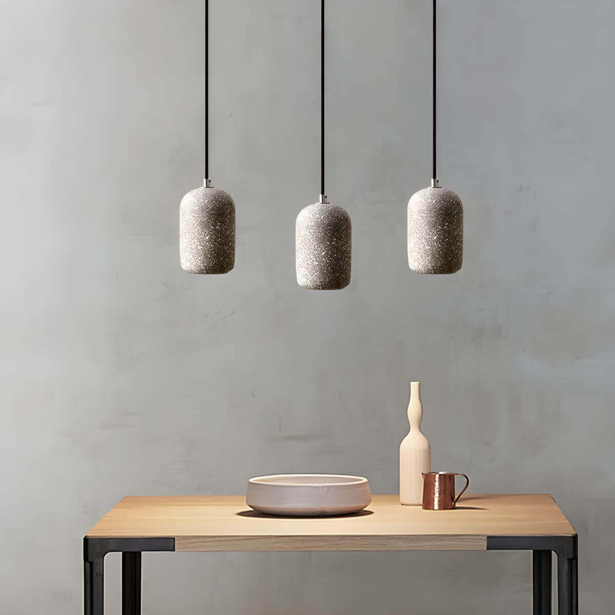 Lampe Pendante Industrielle Ciment Verre – Éclairage Design Moderne