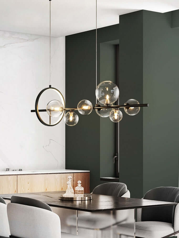 Chandelier Suspension Verre Bulles Design Moderne Luminaire LED
