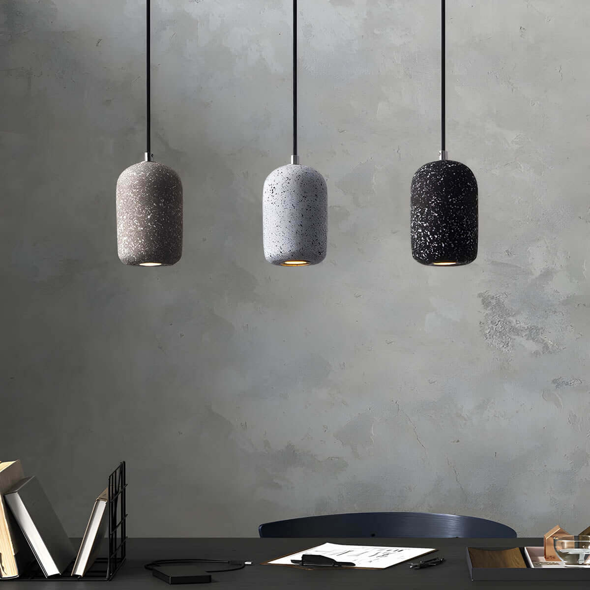 Lampe Pendante Industrielle Ciment Verre – Éclairage Design Moderne
