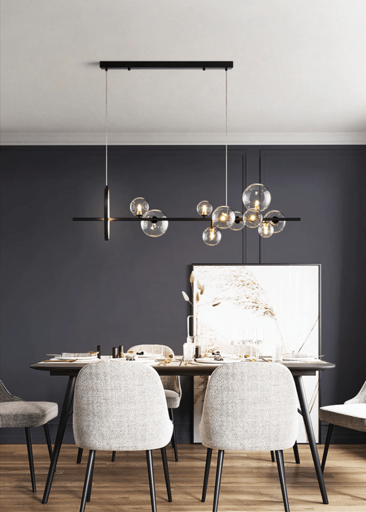 Chandelier Suspension Verre Bulles Design Moderne Luminaire LED
