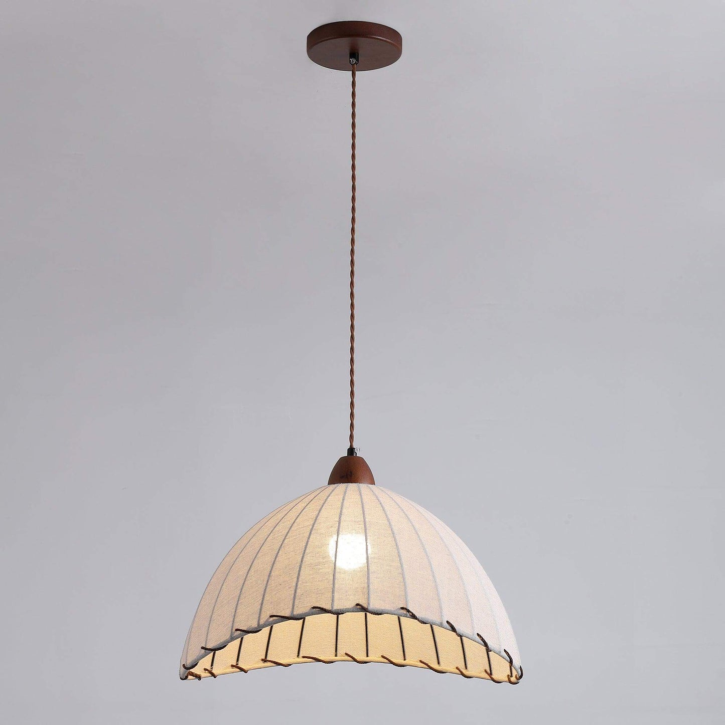 Suspension Luminaire Bois Tissu Design Naturel & Moderne
