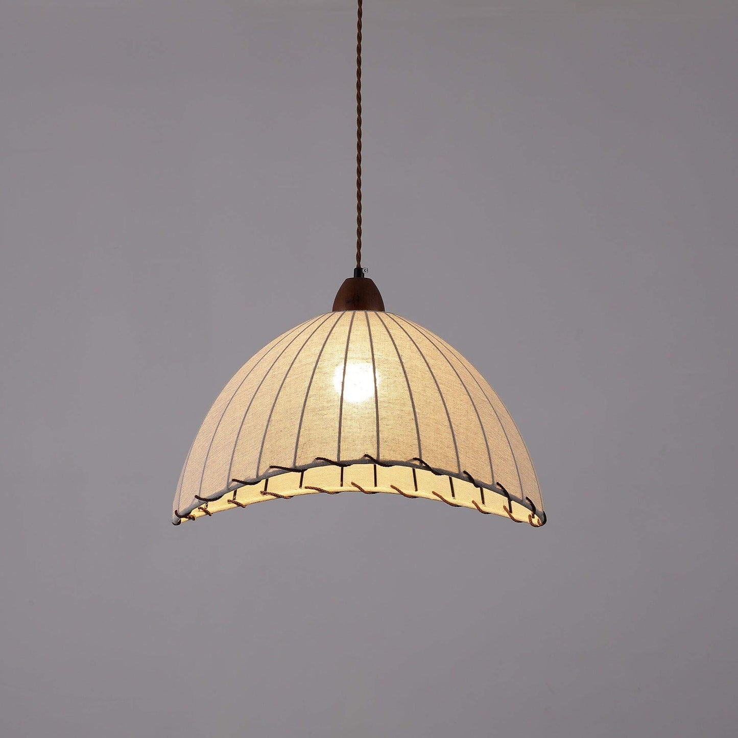 Suspension Luminaire Bois Tissu Design Naturel & Moderne
