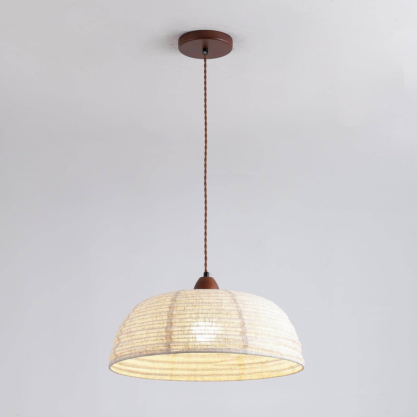 Suspension Luminaire Bois Tissu Design Naturel & Moderne