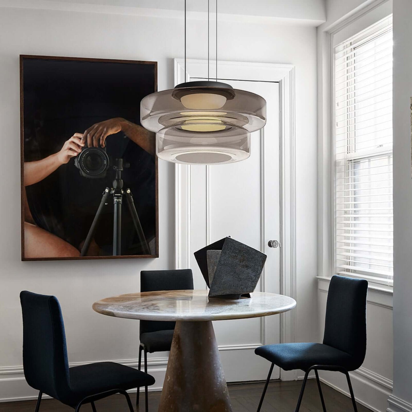 Suspension Luminaire Design en Verre Éclatant - Style Moderne Intérieur