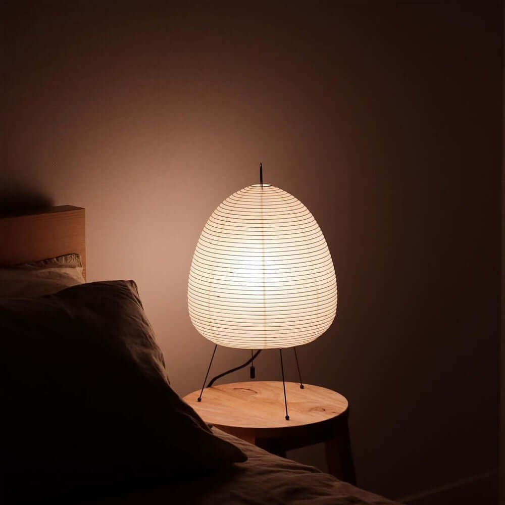 Lampe de Table Design Japonais en Papier de Mûrier – Lumière Douce
