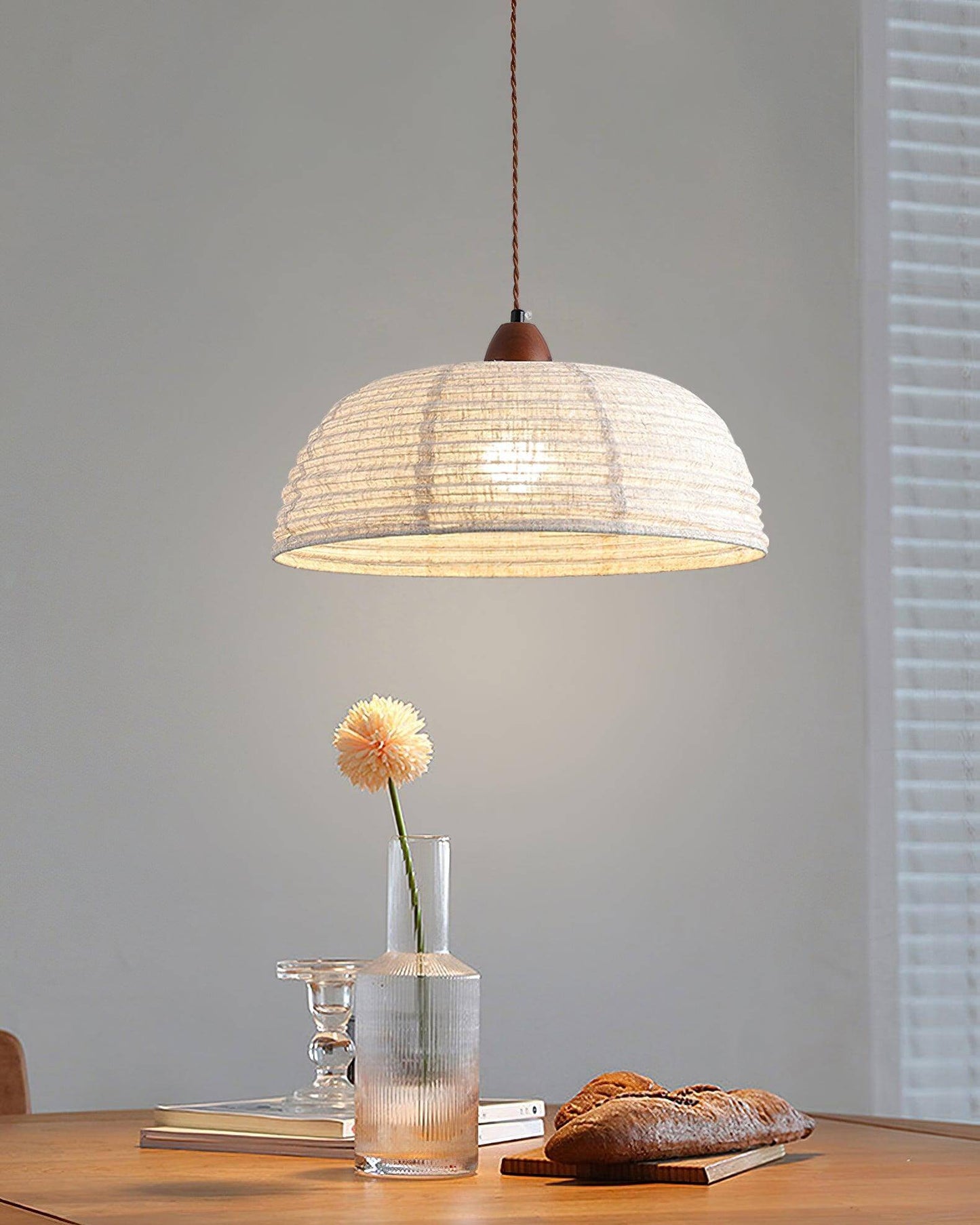 Suspension Luminaire Bois Tissu Design Naturel & Moderne