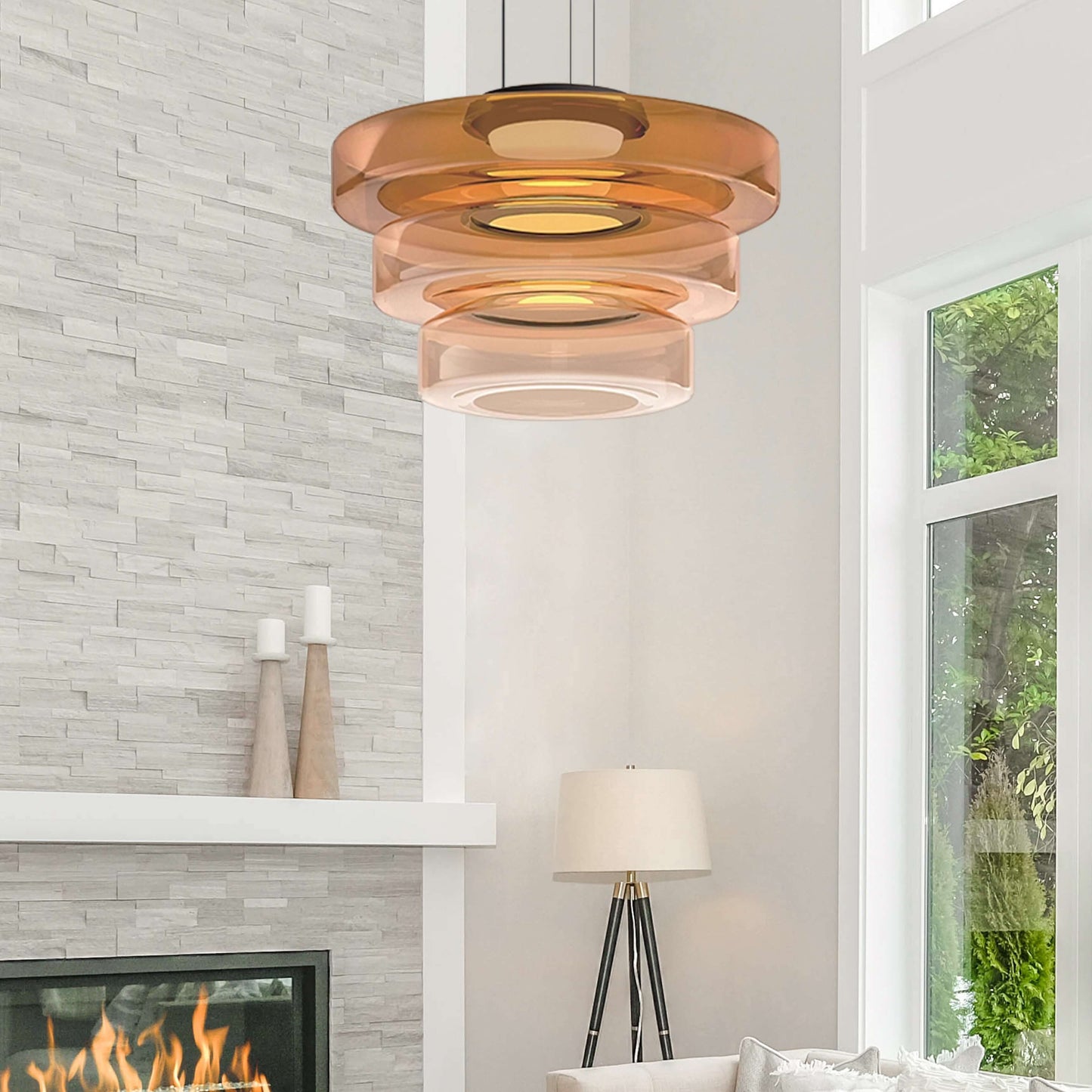 Suspension Luminaire Design en Verre Éclatant - Style Moderne Intérieur