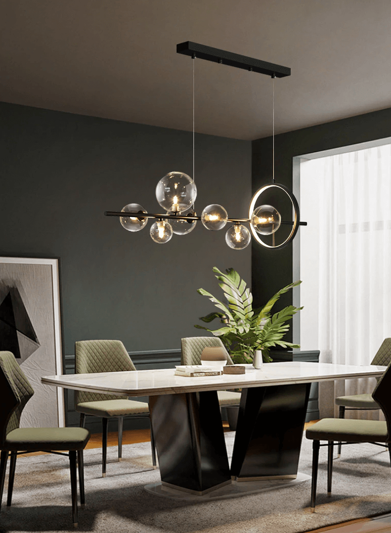 Chandelier Suspension Verre Bulles Design Moderne Luminaire LED