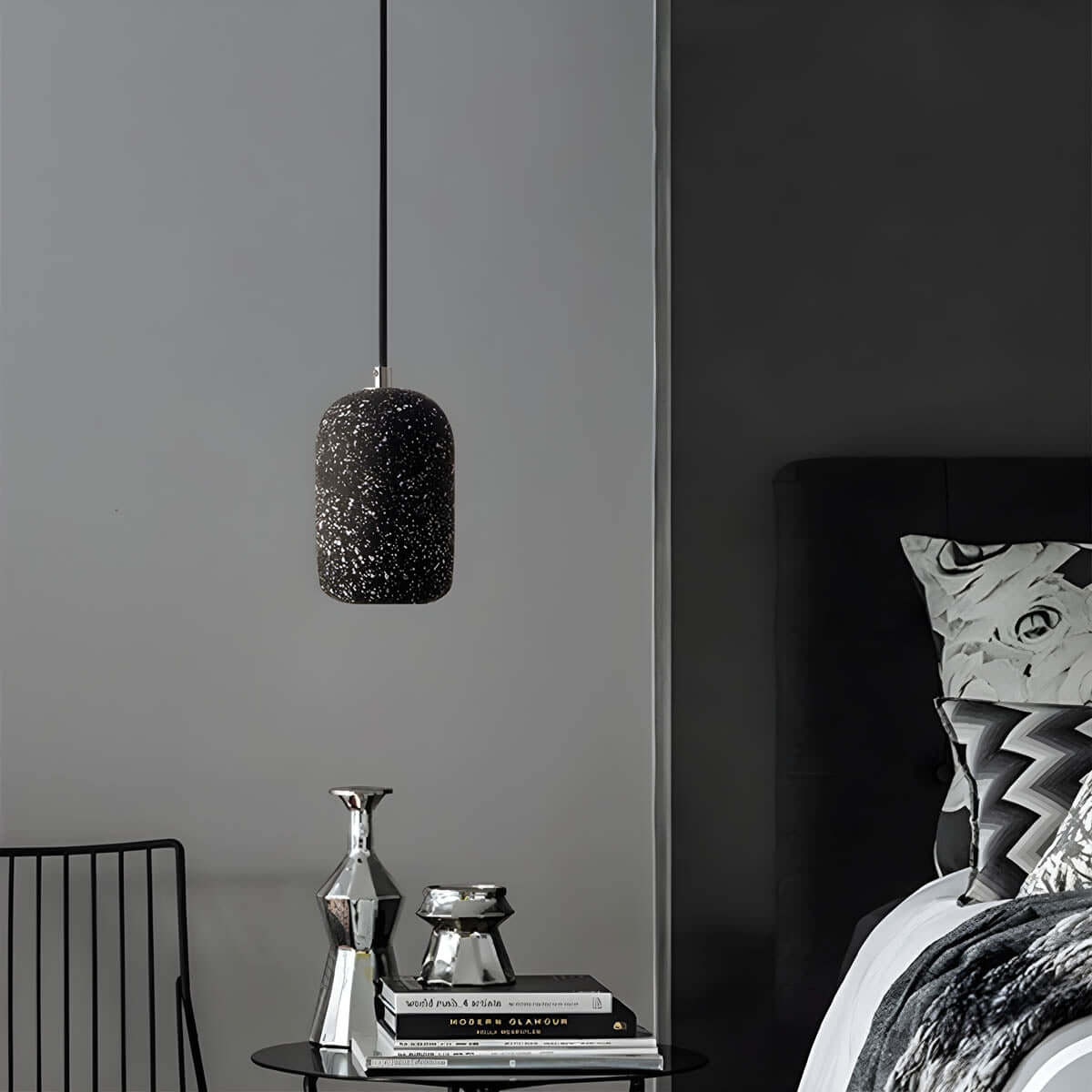 Lampe Pendante Industrielle Ciment Verre – Éclairage Design Moderne