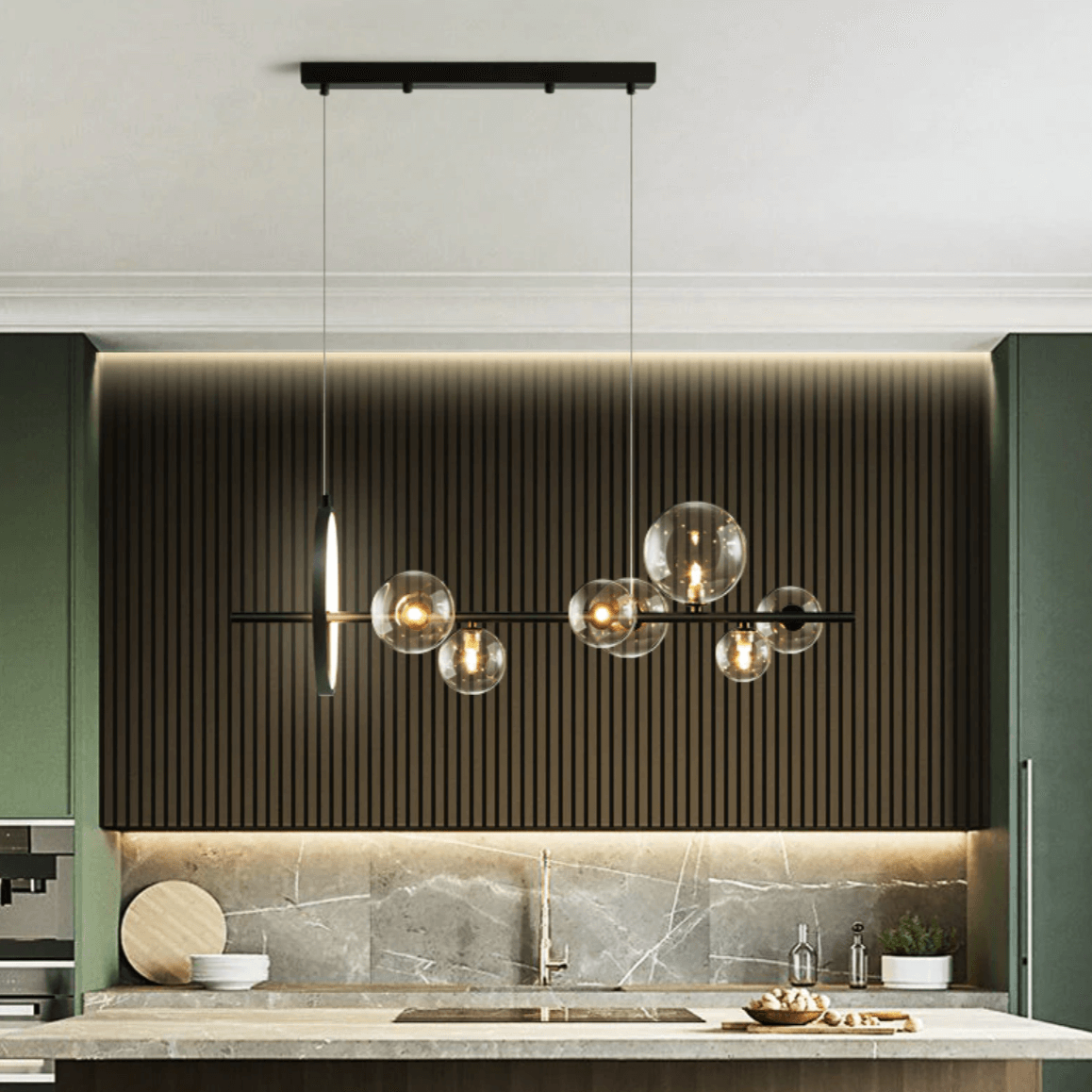 Chandelier Suspension Verre Bulles Design Moderne Luminaire LED