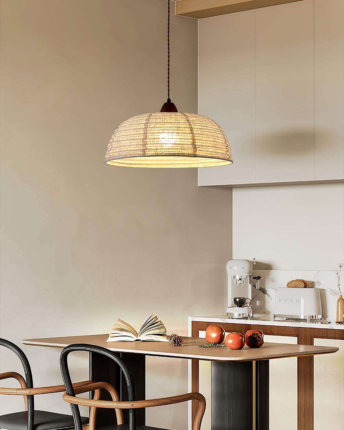 Suspension Luminaire Bois Tissu Design Naturel & Moderne