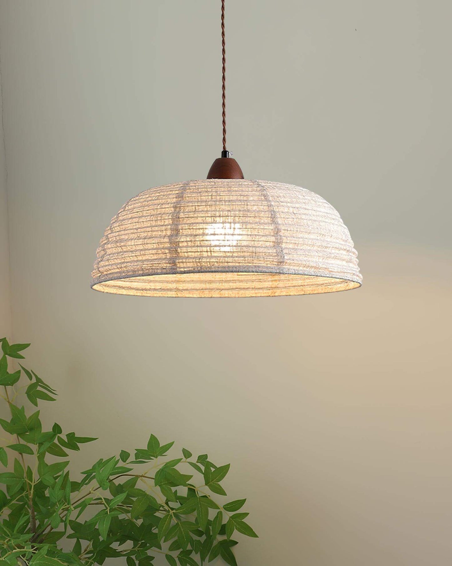 Suspension Luminaire Bois Tissu Design Naturel & Moderne