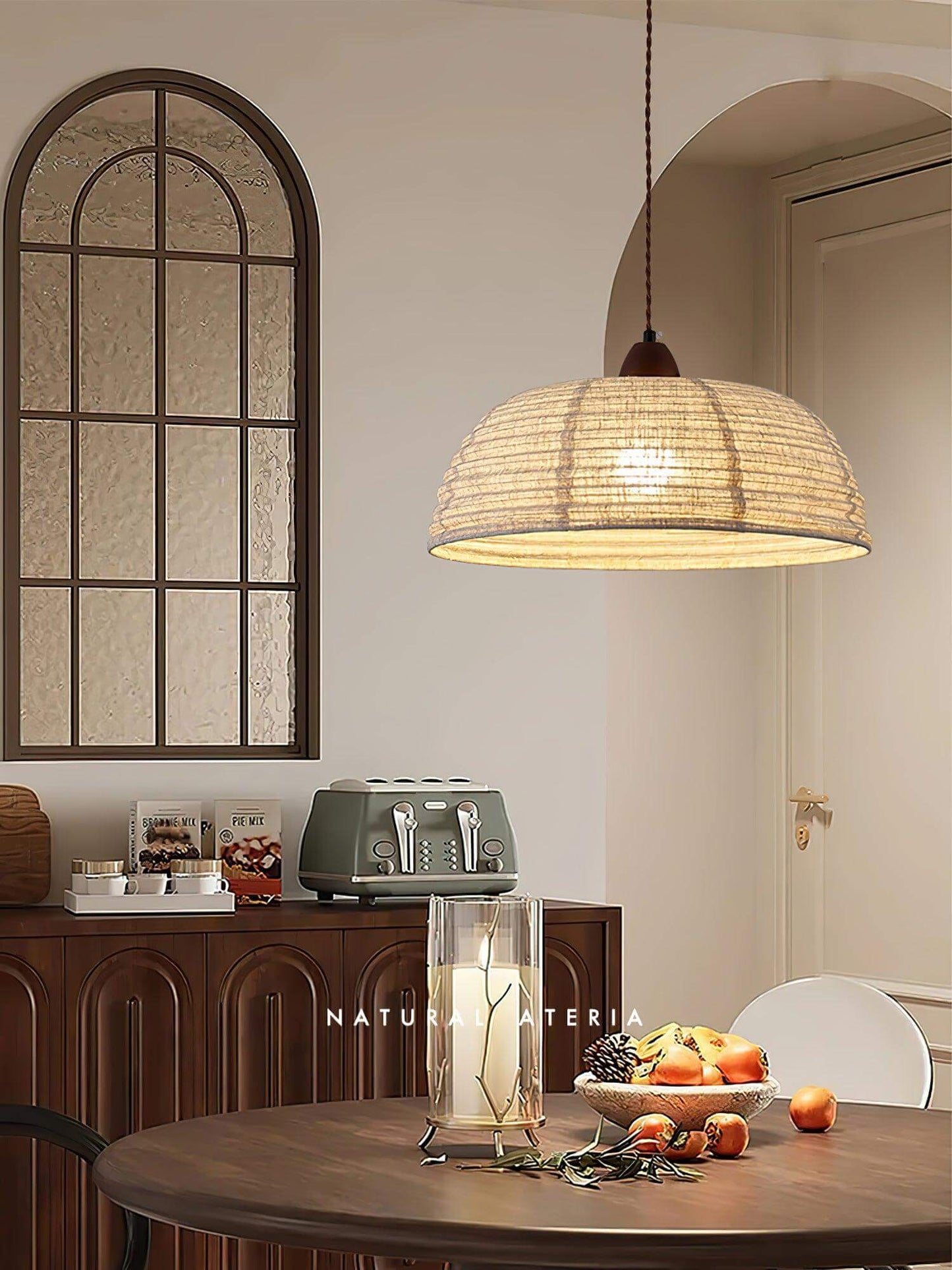 Suspension Luminaire Bois Tissu Design Naturel & Moderne