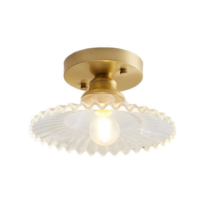 Lampe de Plafond Design Pétales Striés en Verre – Élégance Vintage