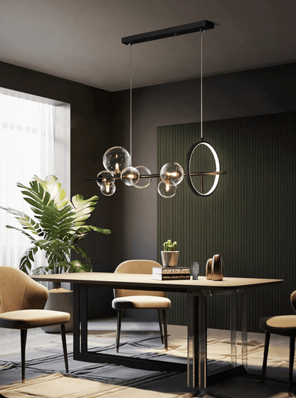 Chandelier Suspension Verre Bulles Design Moderne Luminaire LED