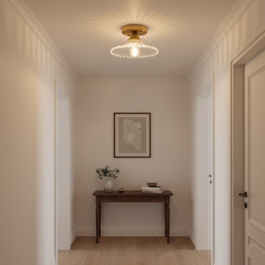 Lampe de Plafond Design Pétales Striés en Verre – Élégance Vintage