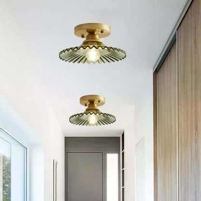 Lampe de Plafond Design Pétales Striés en Verre – Élégance Vintage