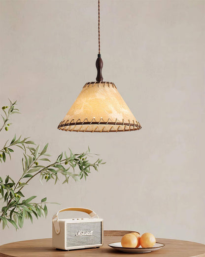 Suspension Luminaire Bois Tissu Design Naturel & Moderne