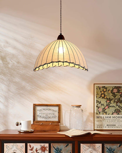 Suspension Luminaire Bois Tissu Design Naturel & Moderne