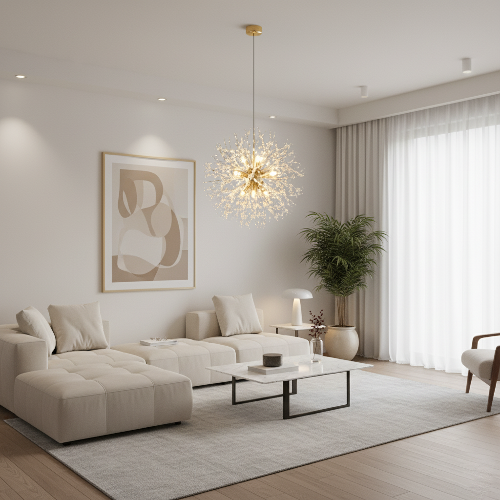 Suspension Luminaire LED Cristal Pissenlit – Design Moderne Salon