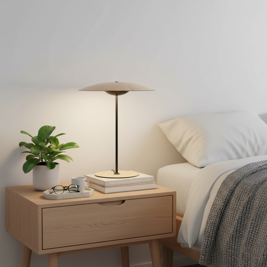 Lampe de Table Design Champignon en Métal avec LED Intégrée