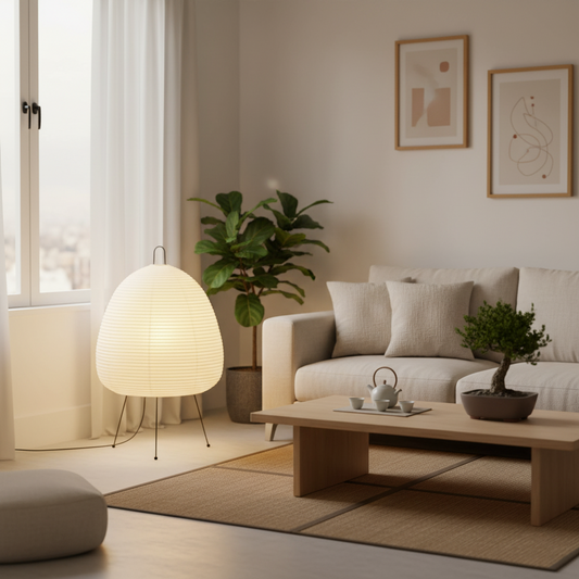 Lampe de Table Design Japonais en Papier de Mûrier – Lumière Douce